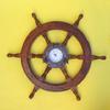 sh48642 Wooden Ship Wheel - Iron Porthole Clock