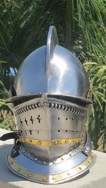 BERGONET CLOSED HELMET, CLOSED HELMET, KNIGHT'S HELMET, ARMOR HELMET, HALLOWEEN COSTUME, ARMOR STEEL HELMET, HELMET